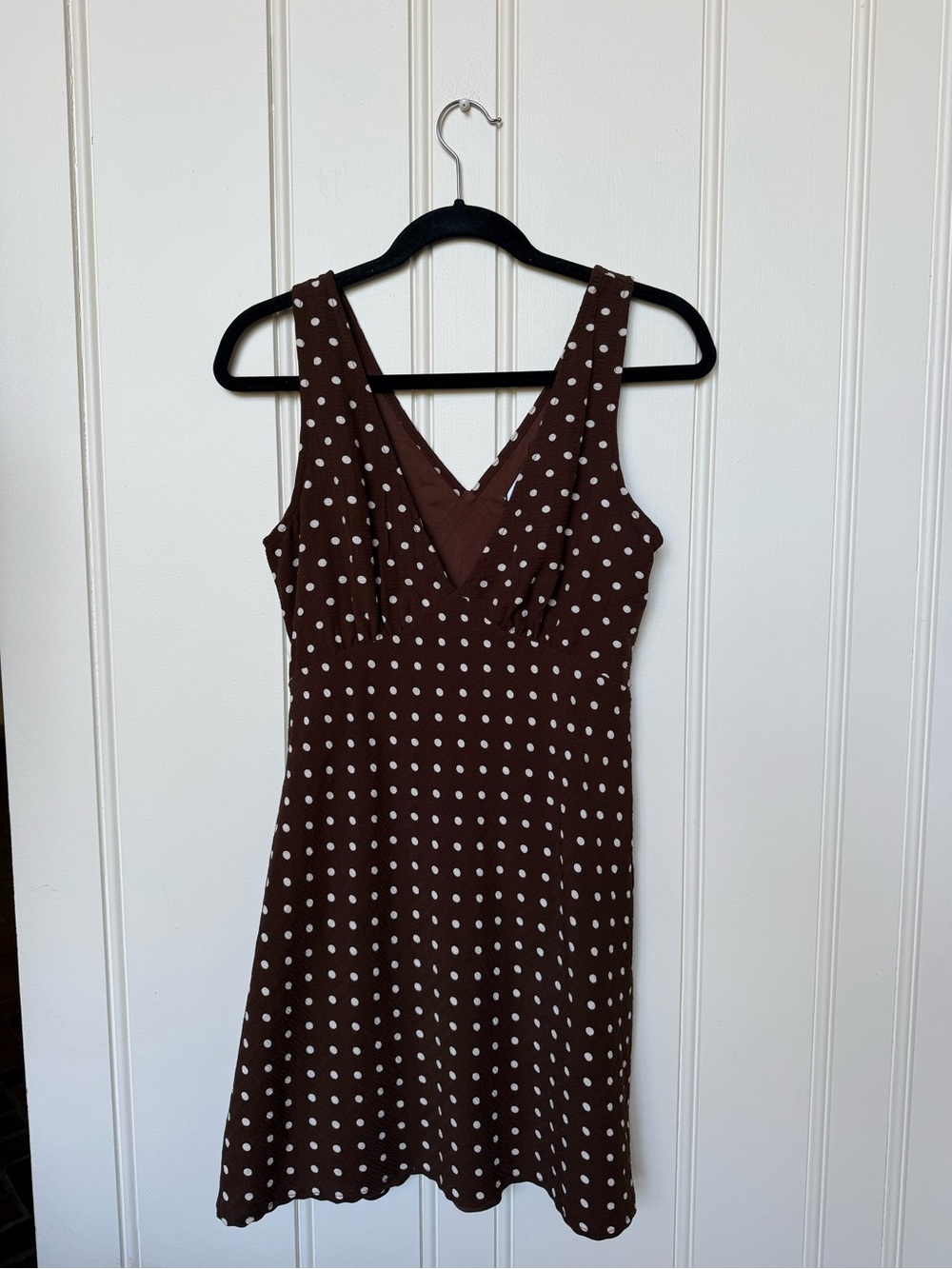 Princess Polly Brown Polka Dot V-Neck Dress